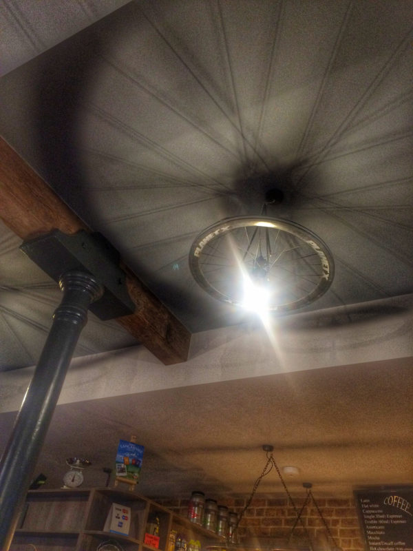 The Drop Off Café - bike chandelier